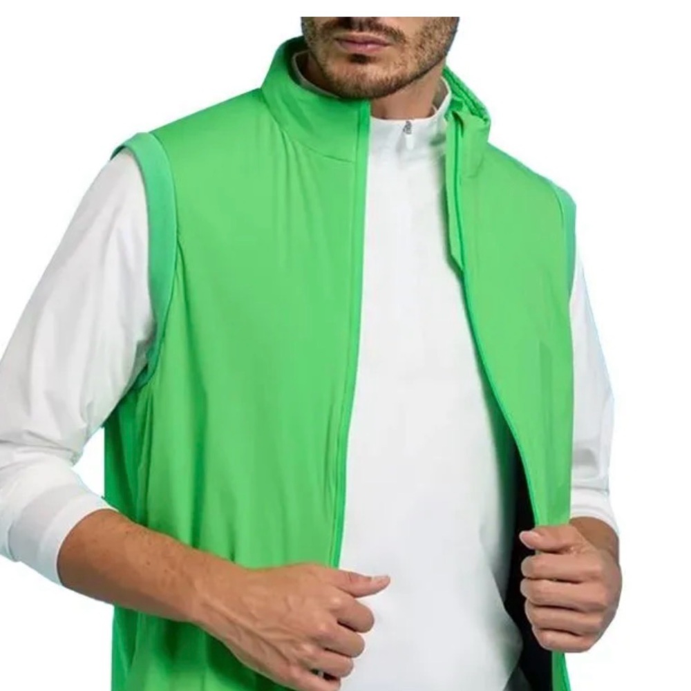 G Fore Mens Golf Vest Size Medium Lime Green Maverik Hybrid 4 Way Stretch New